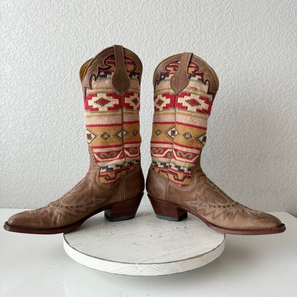 Rod Patrick Womens Cowboy Boots 11AAA Brown Navajo Blanket Western Cowgirl Studs - Picture 13 of 14